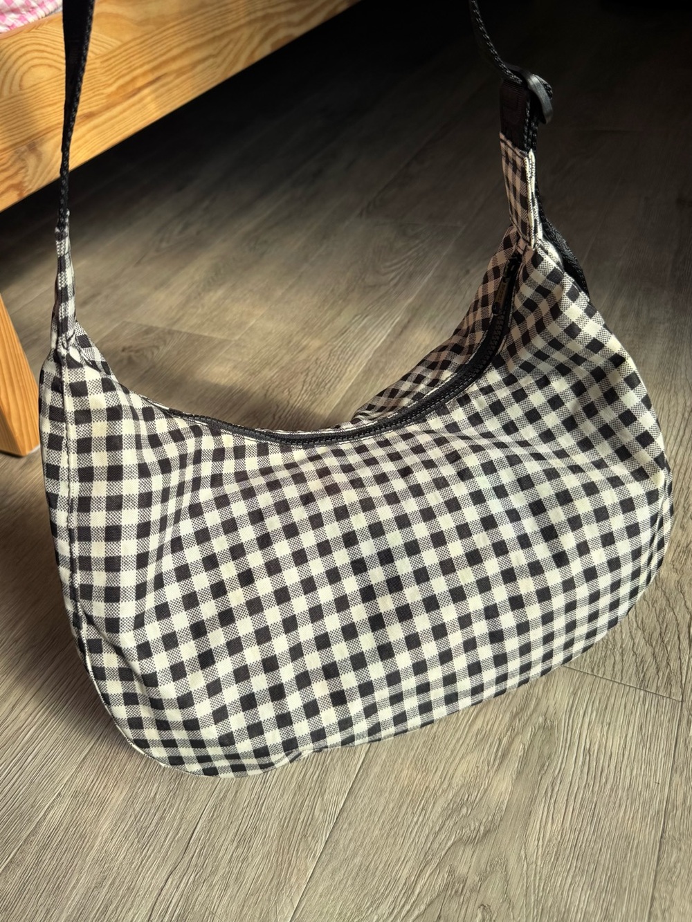 Baggu Med Crescent Black and White Gingham